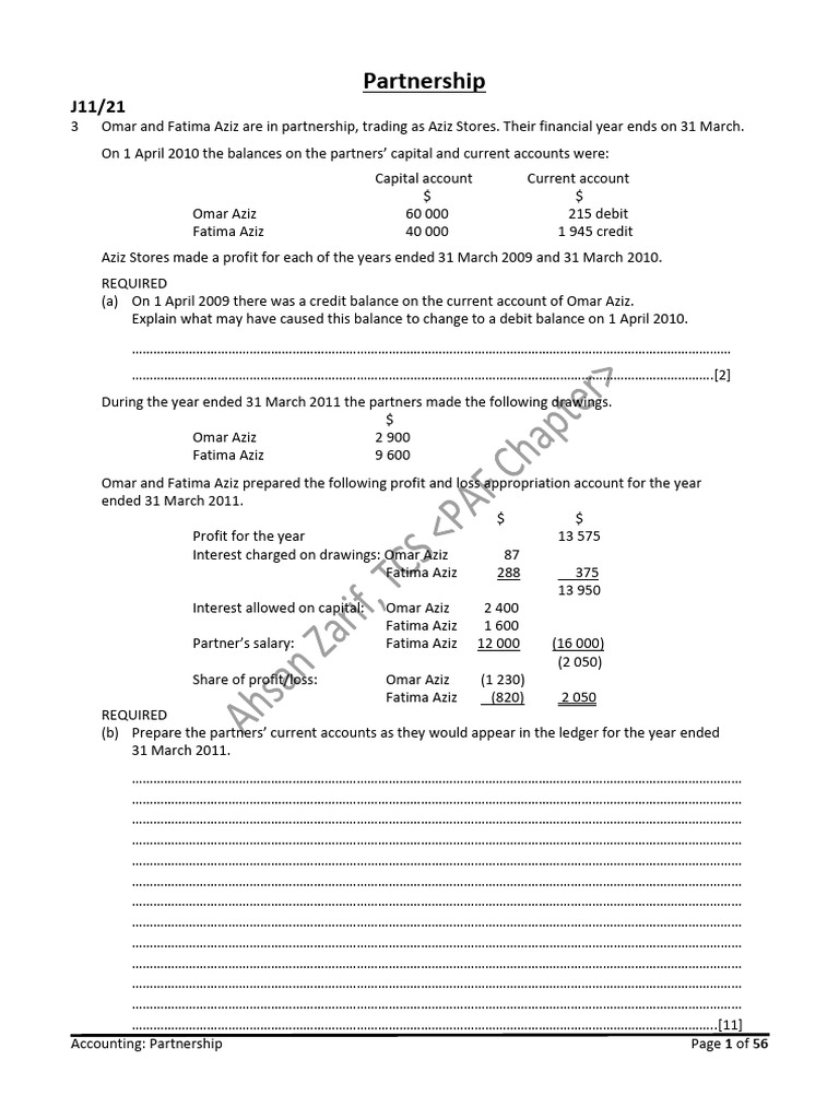 Partnership Accounting Overview and Examples | PDF | Debits And Credits ...