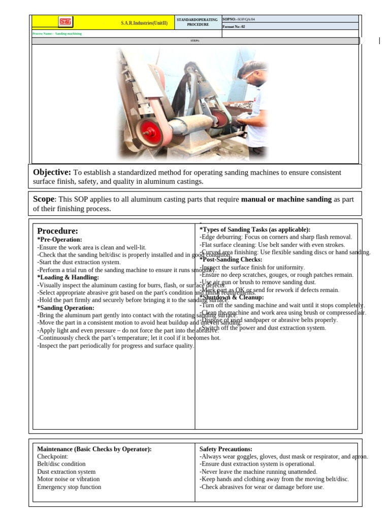 Sanding Operation Safety Guidelines | PDF | Abrasive | Metalworking