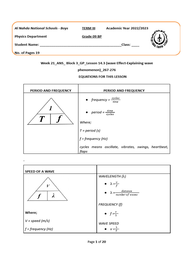 Week 21 - WS - Block 3 - GP - Lesson 14.3 (Wave Effect-Explaining Wave ...