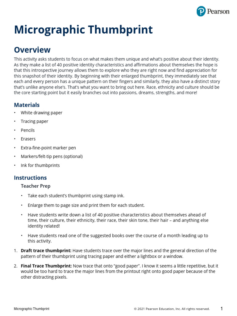 Unique Identity Exploration Activities | PDF | Fingerprint