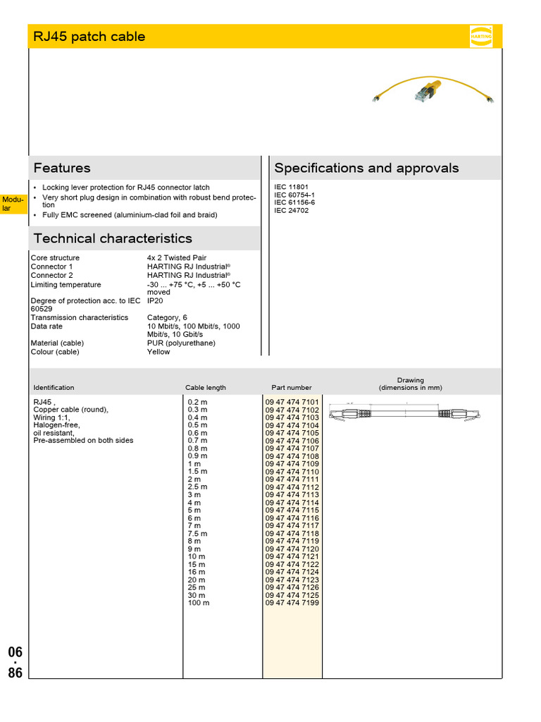 RJ45 Patch Cable: Specifications and Approvals | PDF | Electrical ...
