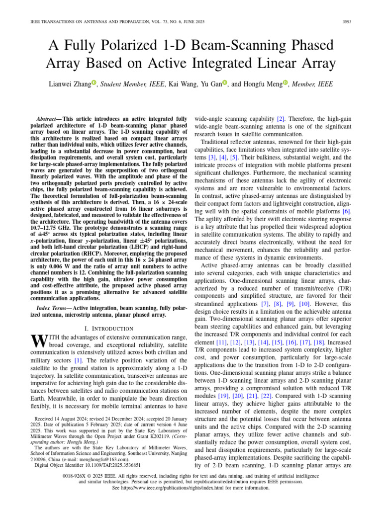 A Fully Polarized 1-D Beam-Scanning Phased Array Based on Active ...