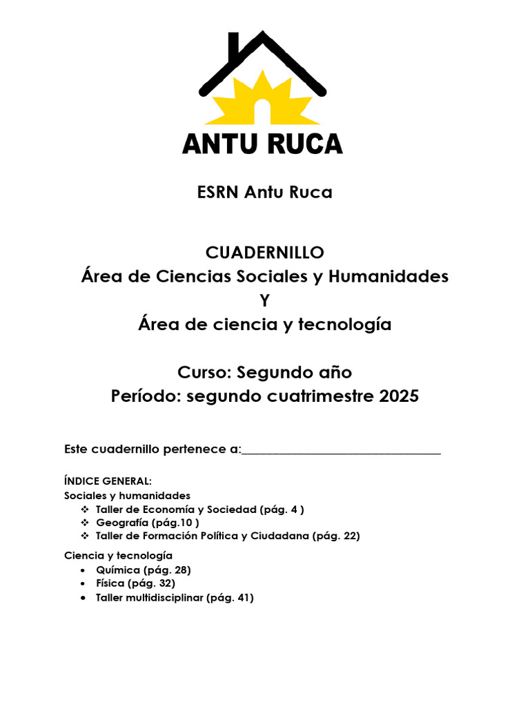 2°AÑO. 2do Cuatrimestre. ESRN ANTU RUCA. 2025 (Sin Historia) | PDF ...