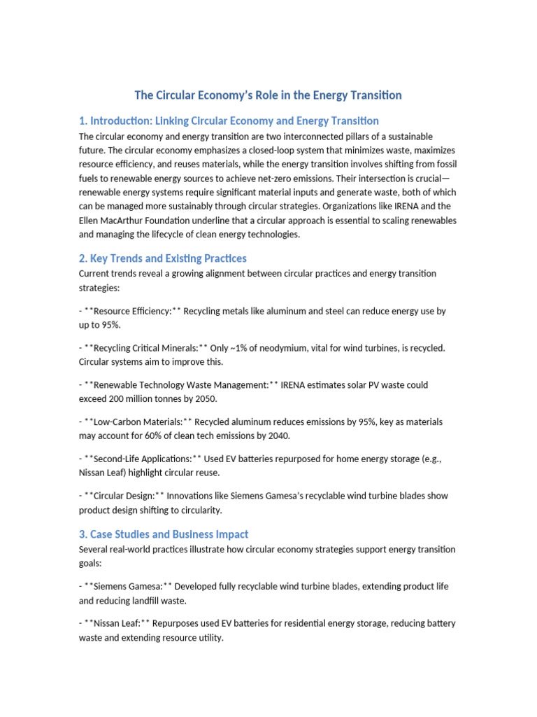 Circular Economy in Energy Transition | PDF | Renewable Energy | Recycling