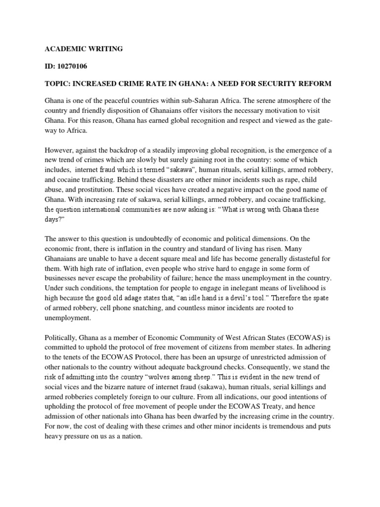 Increased Crime Rate in Ghana PDF Ghana Serial Killer