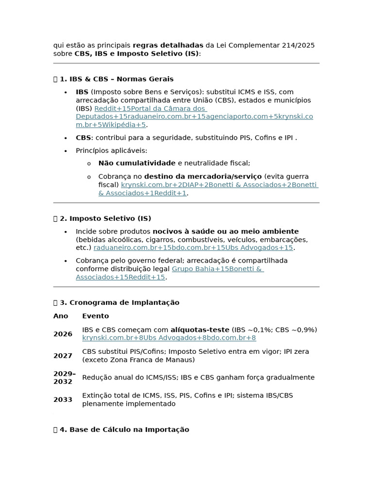 Regras da Lei Complementar 214/2025 sobre CBS e IBS | PDF | Impostos ...