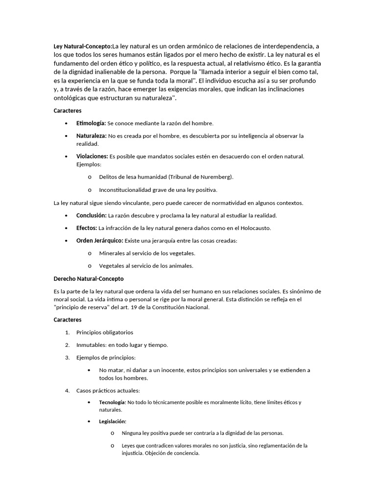 Ley Natural y Derecho Natural: Conceptos Clave | PDF | La Ley natural ...
