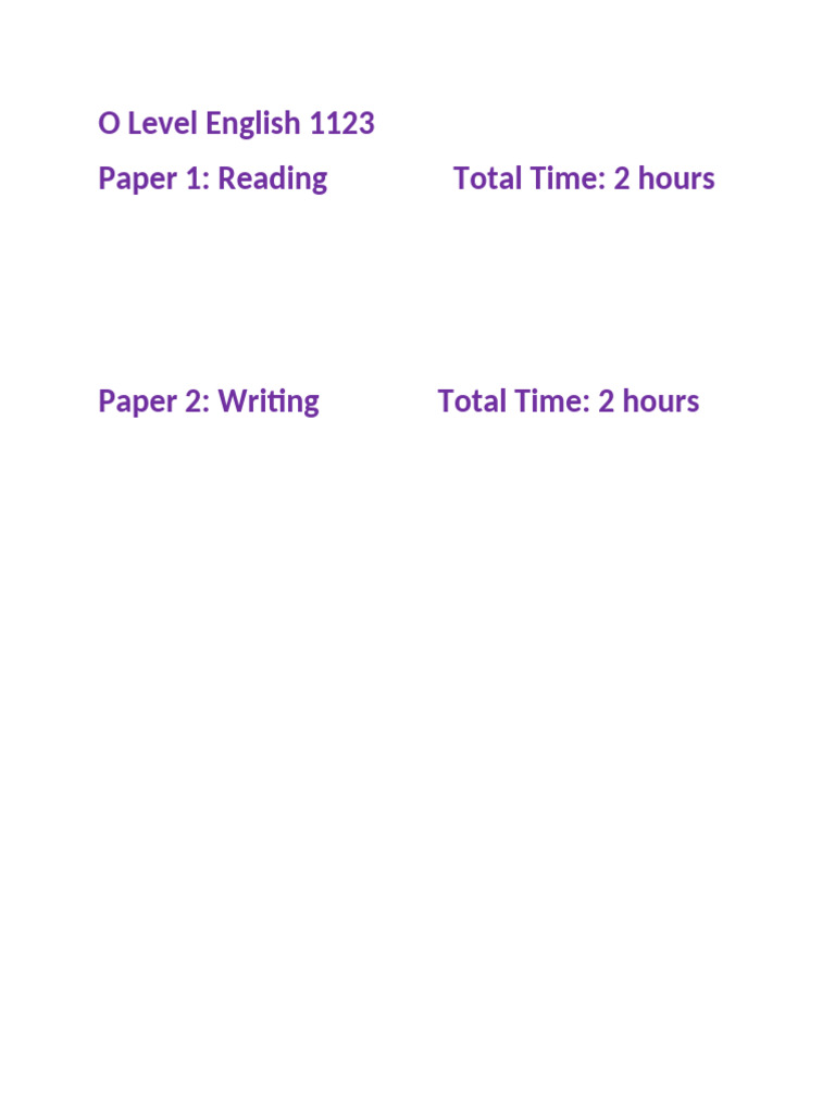 O Level English 1123 Time Management | PDF
