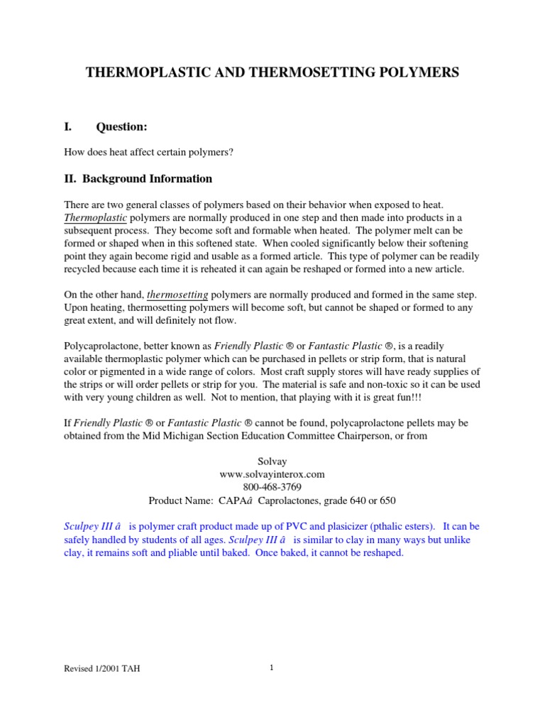 Thermoplastic and Thermosetting Polymers | PDF