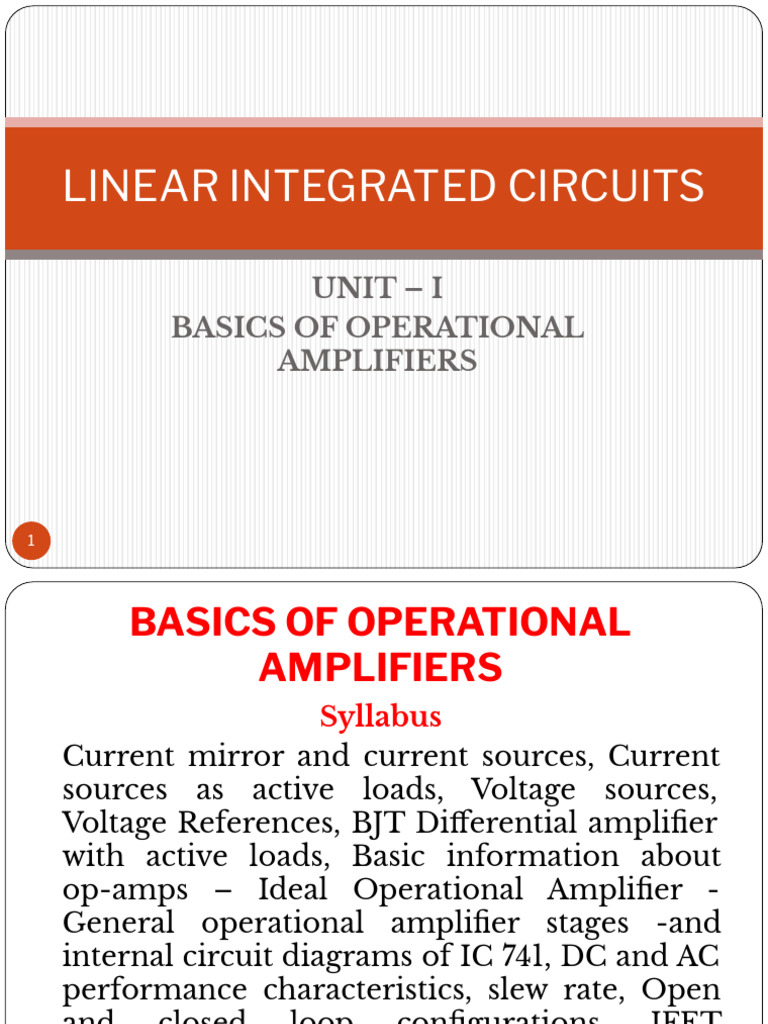 Lic Unit I | PDF | Operational Amplifier | Amplifier