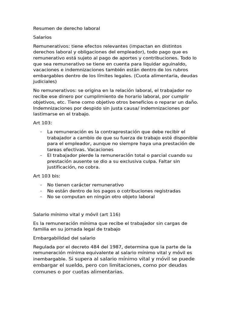 Resumen de Normativa Laboral y Salarios | PDF | Salario | Derecho laboral