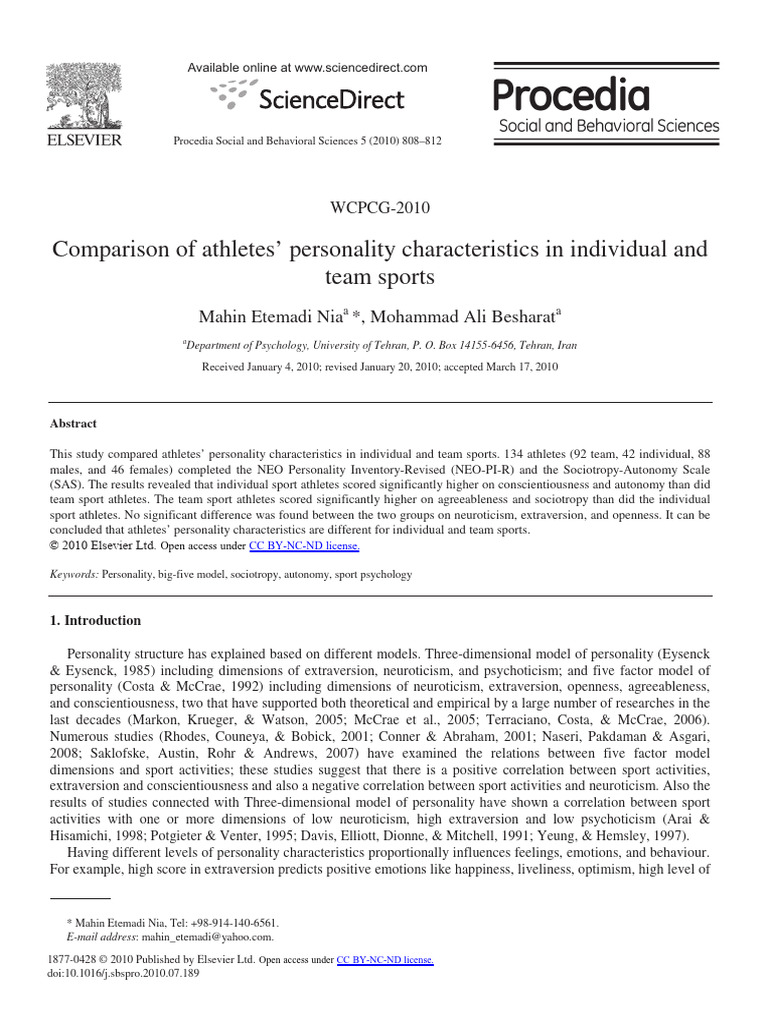 1 s2.0 S1877042810015636 Main | PDF | Extraversion And Introversion ...