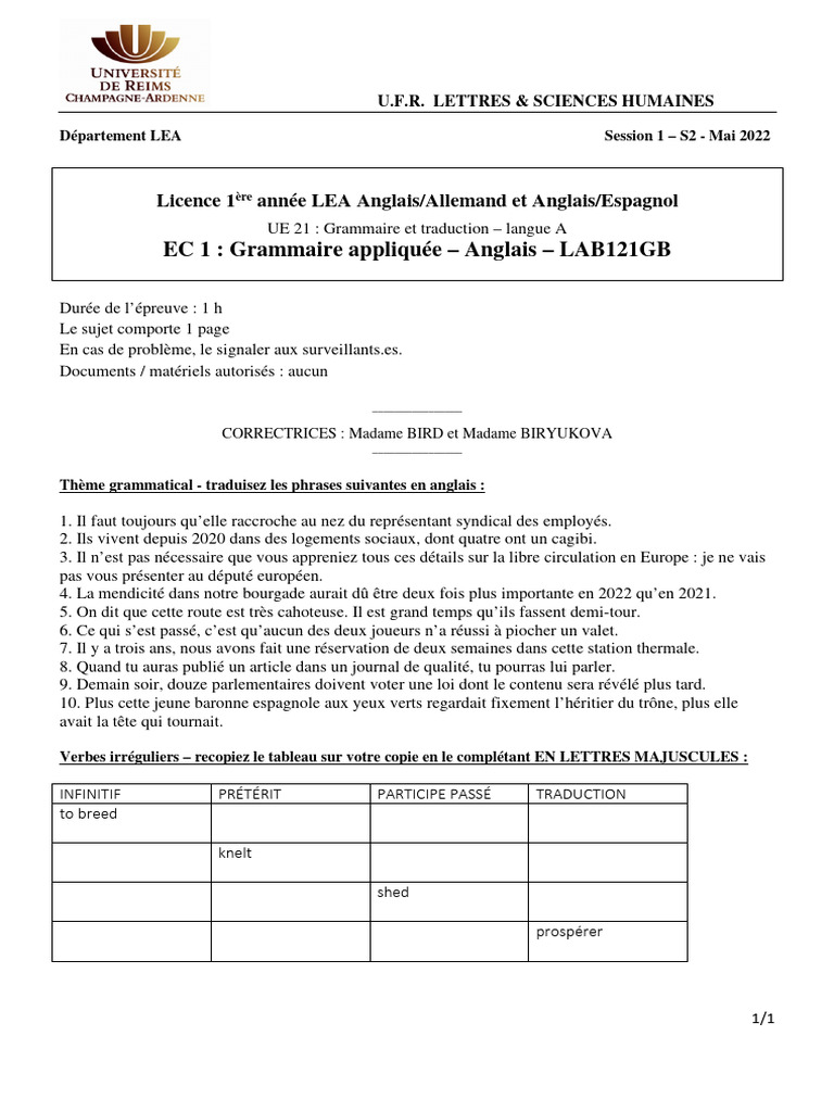 Grammaire et Traduction Espagnole LEA | PDF | Australia | Sustainability