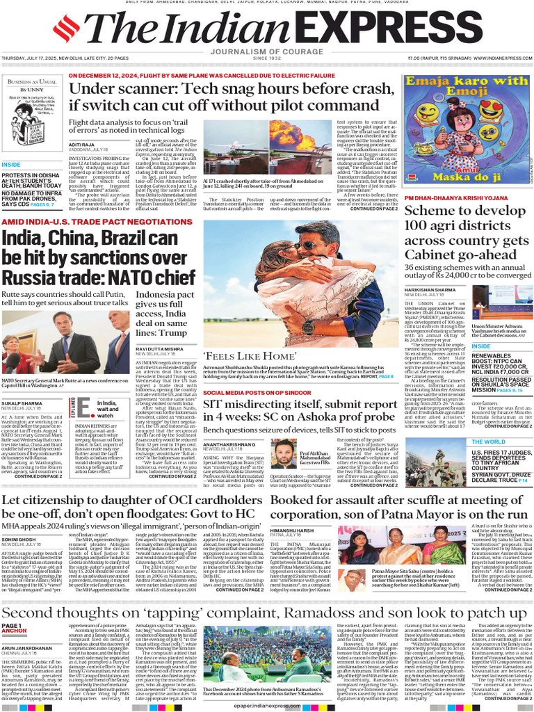 The Indian Express - 17!07!25 | PDF