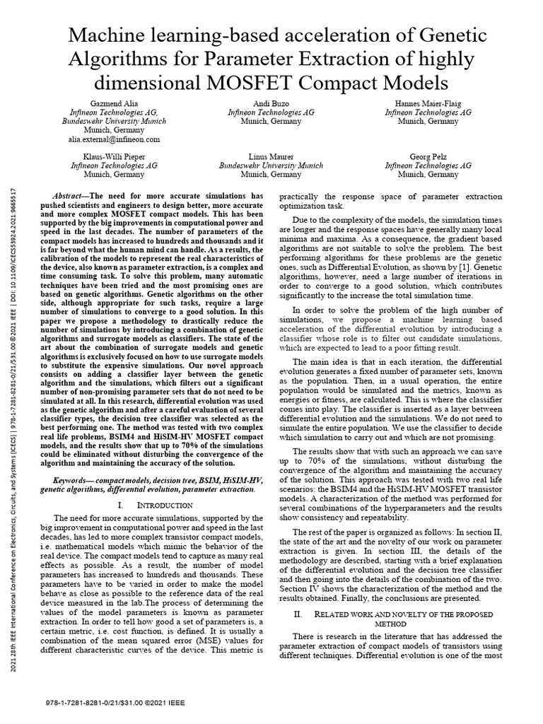 ML-Enhanced Genetic Algorithms for MOSFETs | PDF | Genetic Algorithm ...