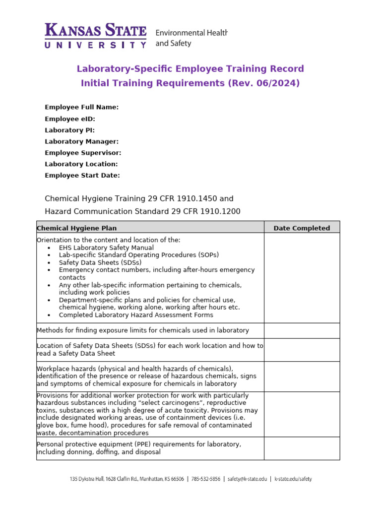 Laboratory Employee Training Record | PDF | Laboratories | Working ...