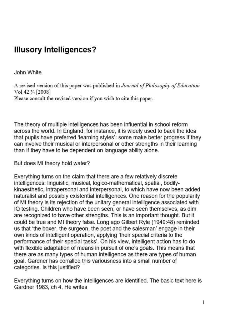 Evaluating Multiple Intelligences Theory | PDF | Intelligence | Theory