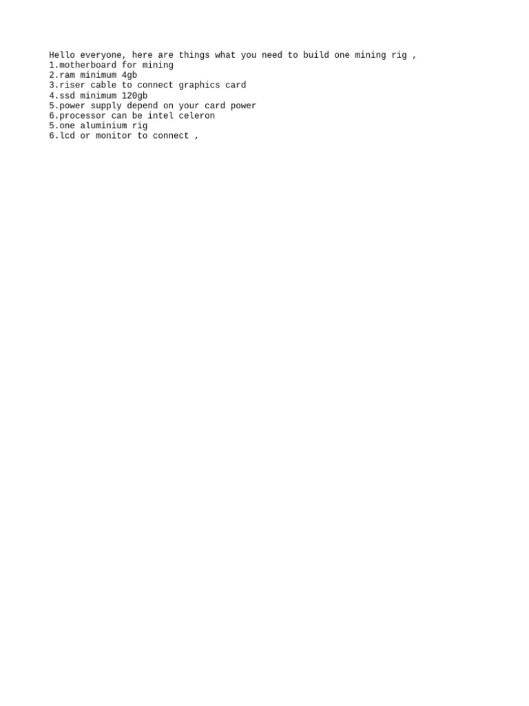 Things To Build One Mining Rig | PDF
