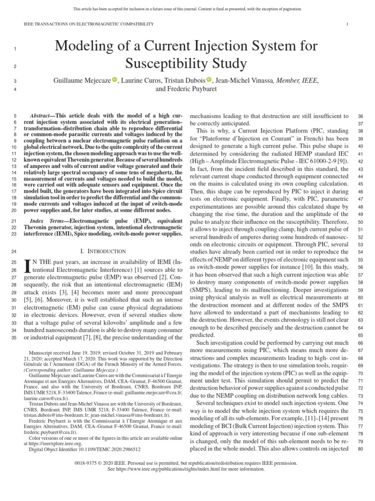 Current Injection System Modeling for EMP | PDF | Electrical Impedance ...