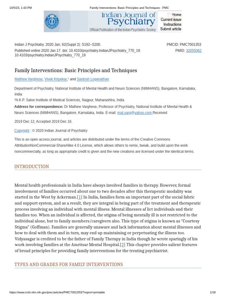 Family Interventions in Mental Health | PDF | Psychotherapy | Mental ...