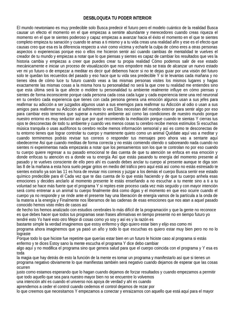 Desbloquea Tu Poder Interior Pdf Mente Pensamiento