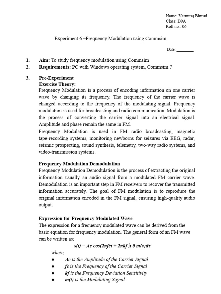 Frequency Modulation with Commsim | PDF | Frequency Modulation ...