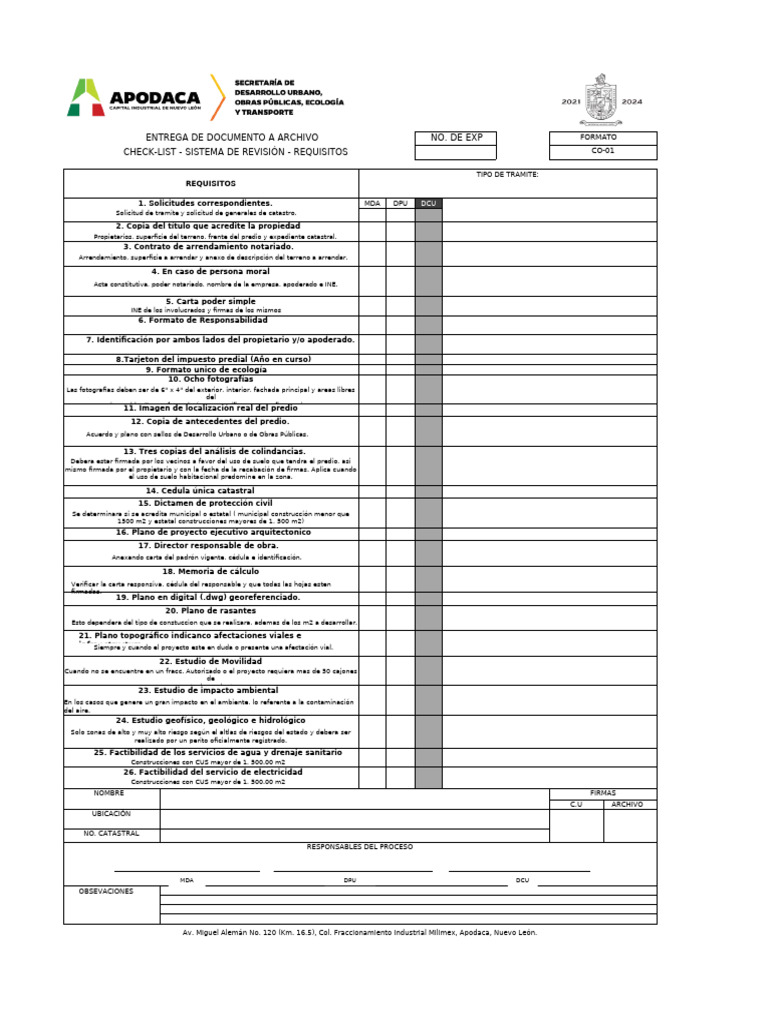 Requisitos para Formato Cat-F10 | PDF