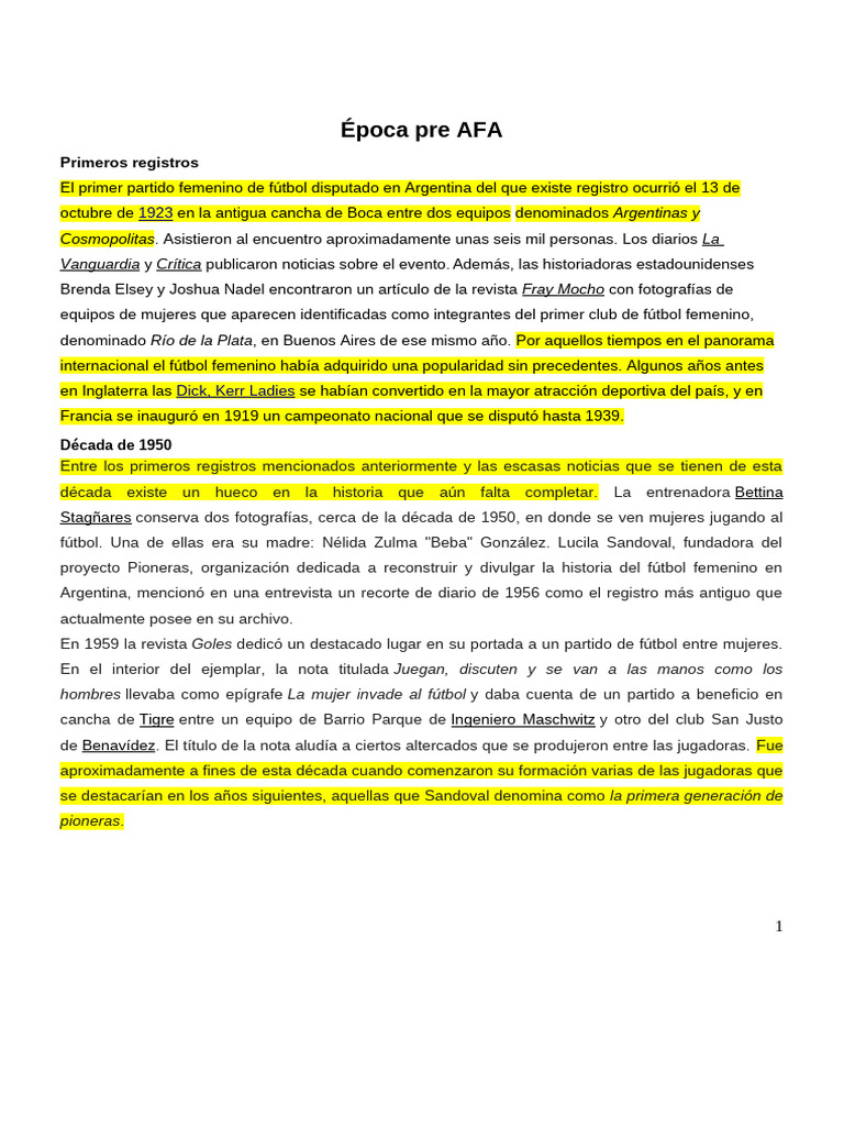 Historia del fútbol femenino en Argentina | PDF | Deportes de equipo ...