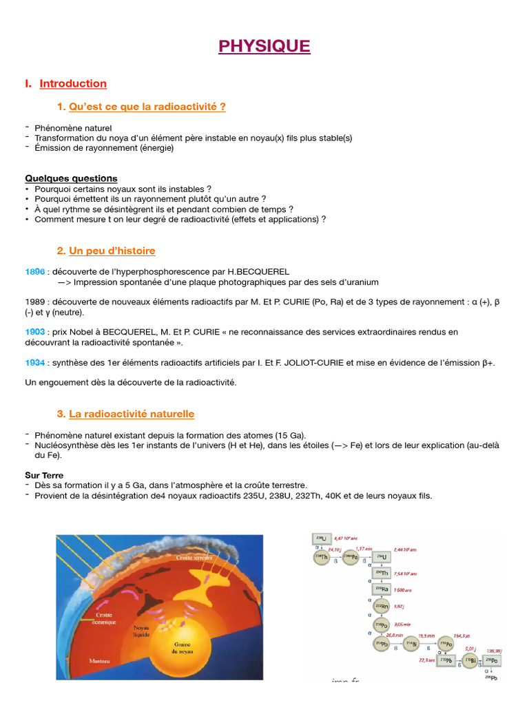 Introduction à la radioactivité | PDF | Noyau atomique | Radioactivité