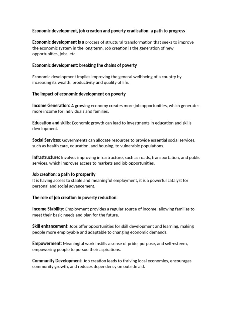 Economic Development and Job Creation | PDF | Economic Development ...