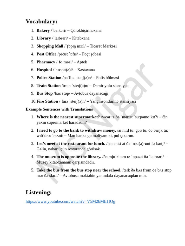 45 - Places Around The Town (Homework) | PDF