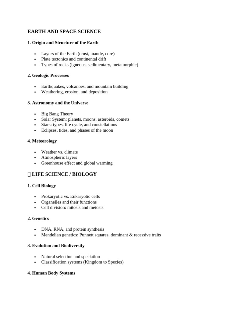 Earth and Space Science Overview | PDF | Earth | Biology