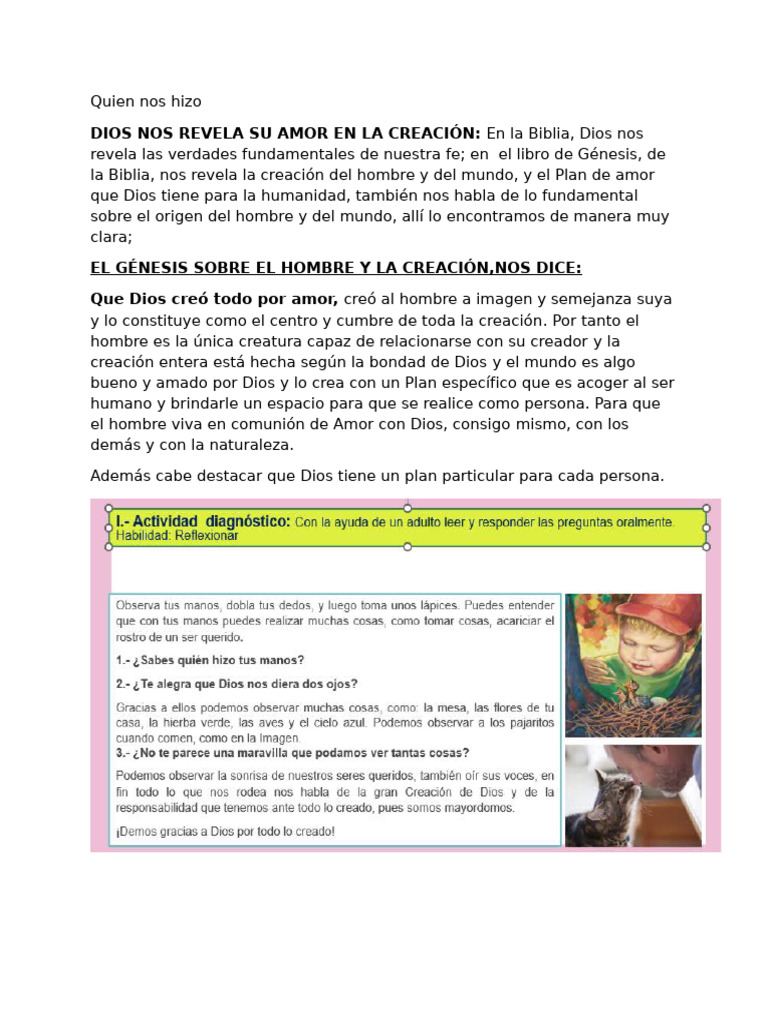 Amor de Dios en la Creación según Génesis | PDF