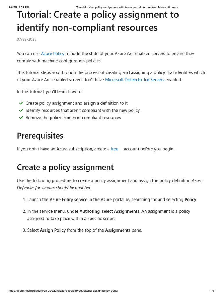 Azure Policy Assignment for Compliance | PDF | Microsoft Azure ...