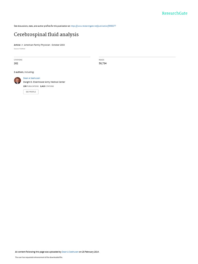 Cerebrospinal Fluid Analysis | PDF | Cerebrospinal Fluid | Meningitis