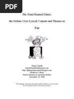 Download The Semi-Banned Music the Debate Over Lyrical Content and Themes in Rap by Danny Tejada SN8983318 doc pdf