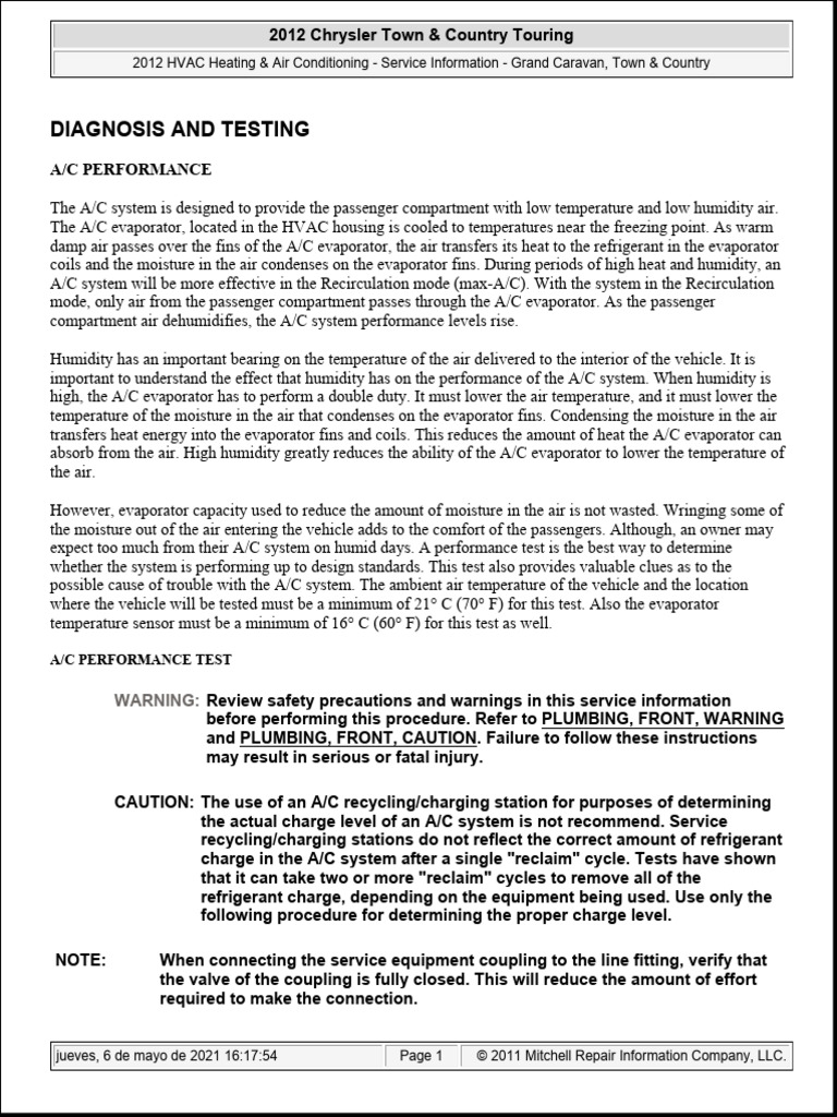 A/C Performance Testing Guide | PDF | Air Conditioning | Humidity