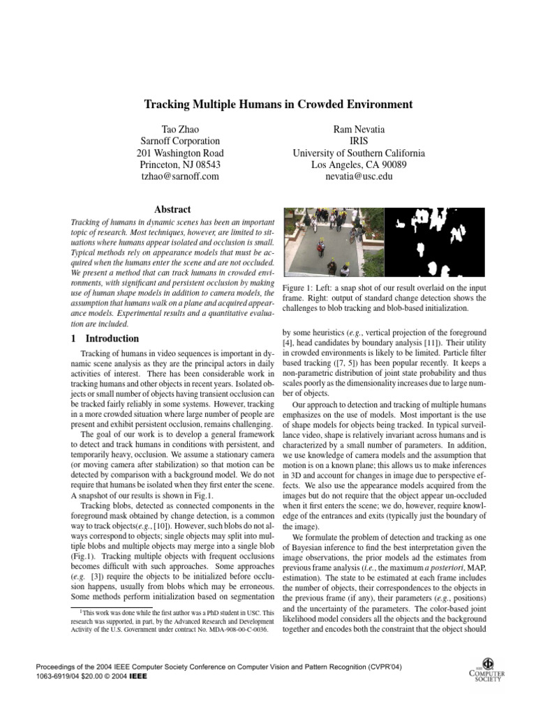 Human Tracking in Crowded Scenes | PDF | Probability Distribution ...