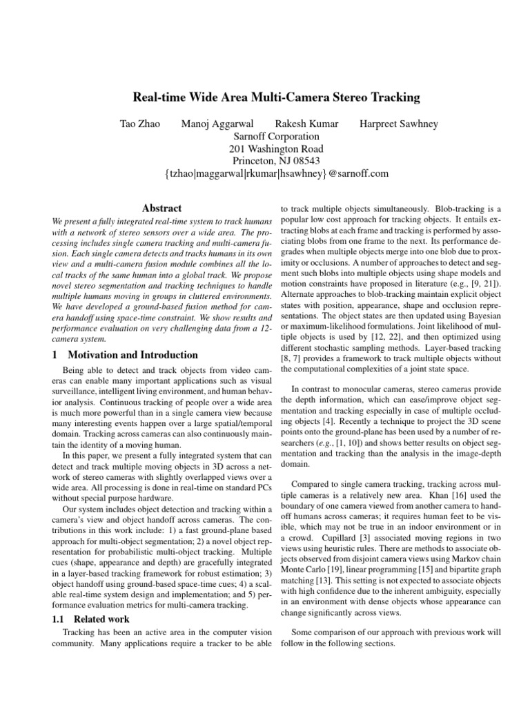 Real-time Multi-Camera Human Tracking | PDF | Kalman Filter | Image ...