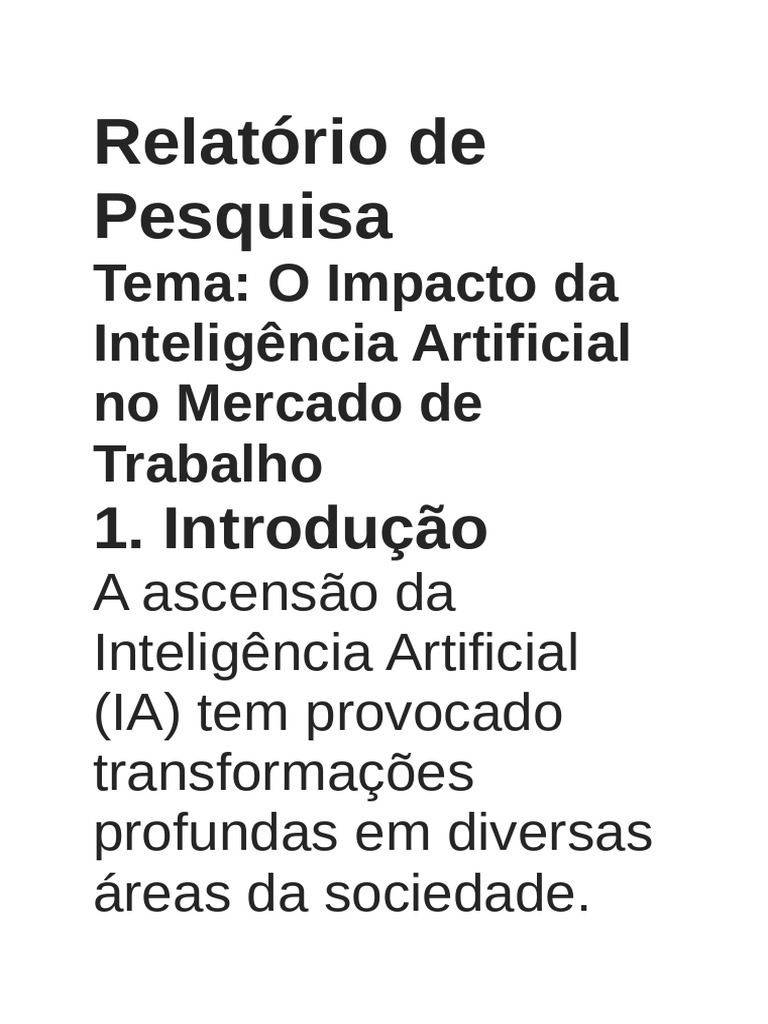 Impacto da IA no Mercado de Trabalho | PDF | Inteligência artificial ...