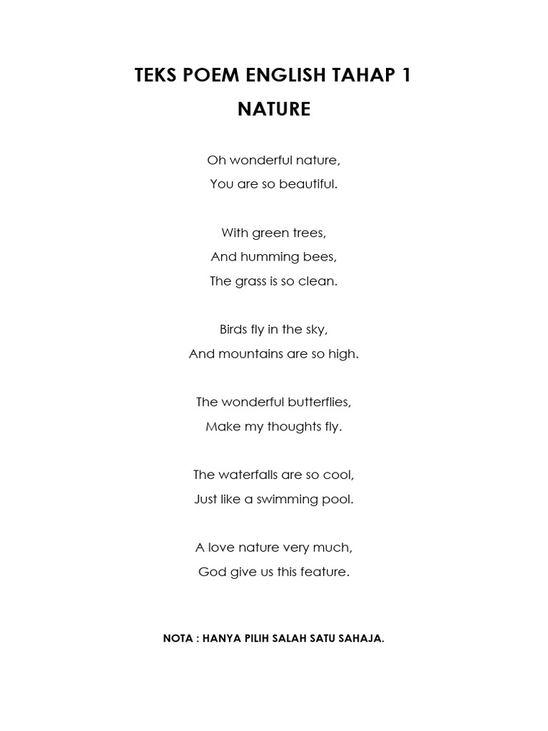 Teks Poem English Tahap 1 | PDF