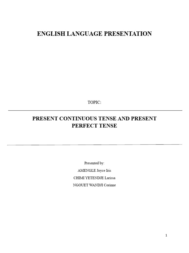 Present Continuous & Perfect Tenses Guide | PDF | Grammatical Tense ...
