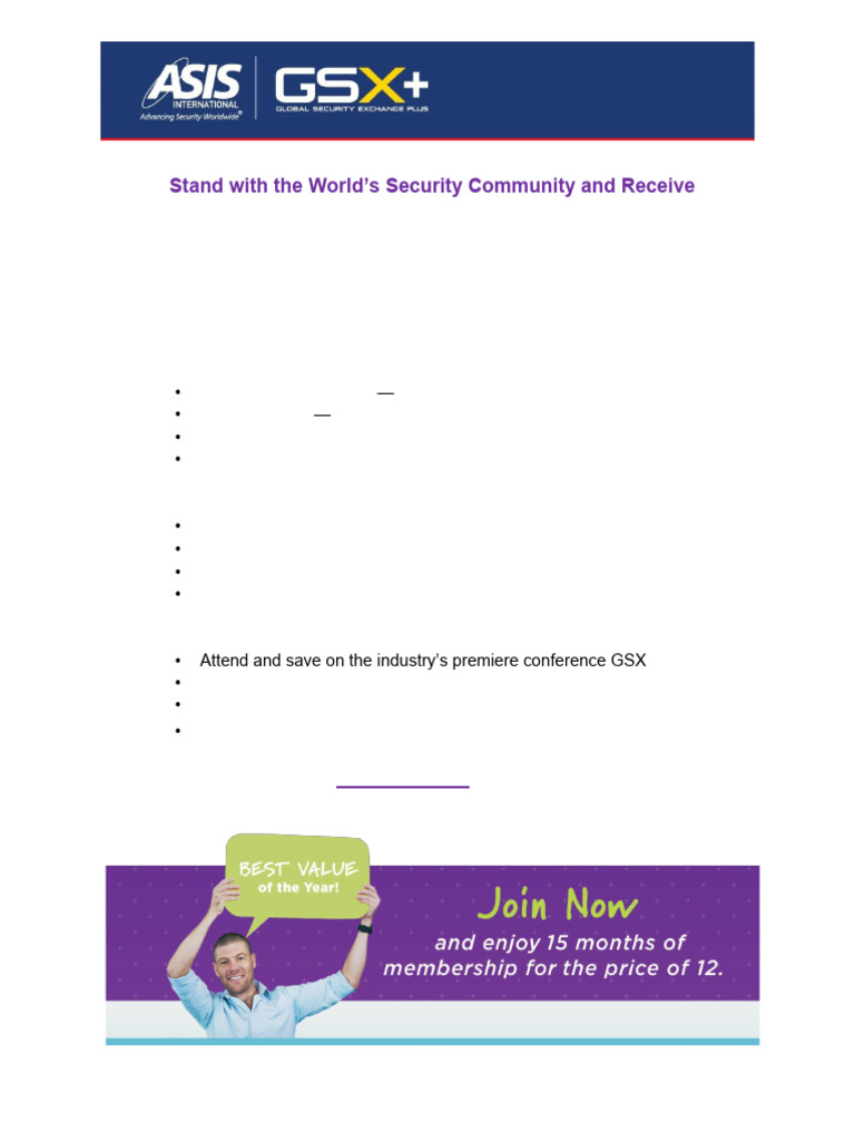 Join ASIS: 3 Months Free Membership | PDF