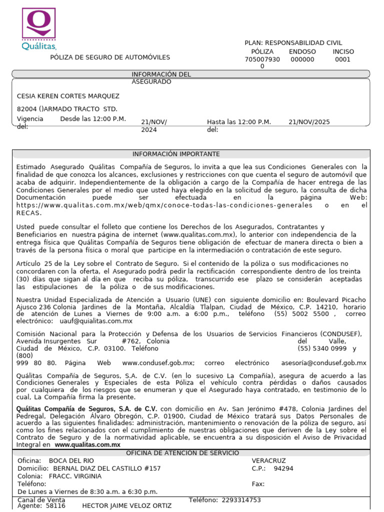 Poliza 7050079290 | PDF | Póliza de seguros | Seguro