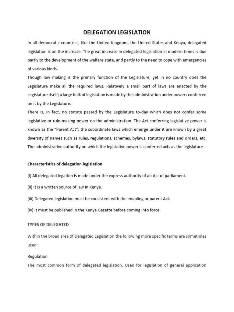 Delegated Legislation | PDF | Legislation | Parliament