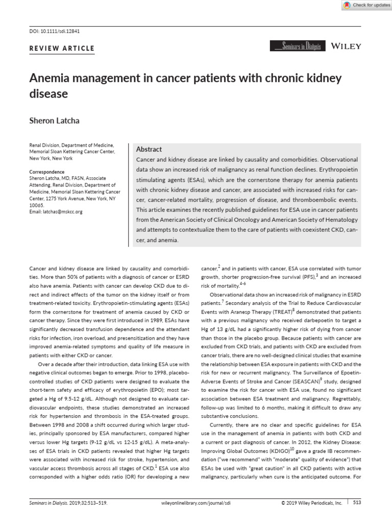 Anemia Management in CKD and Cancer | PDF | Chronic Kidney Disease | Cancer