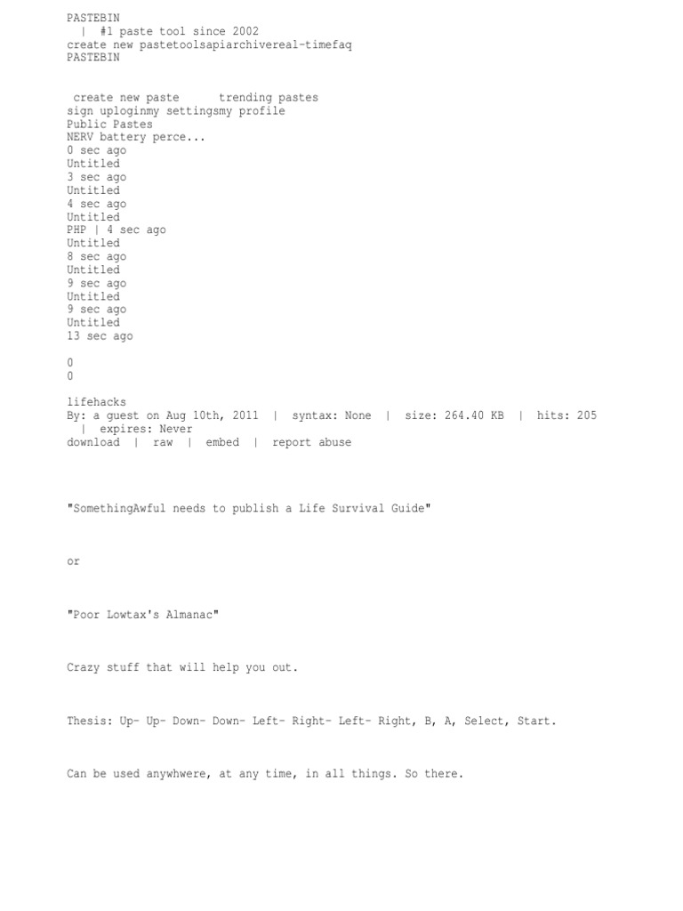 Life Hacks PDF Anti Lock Braking System Nature