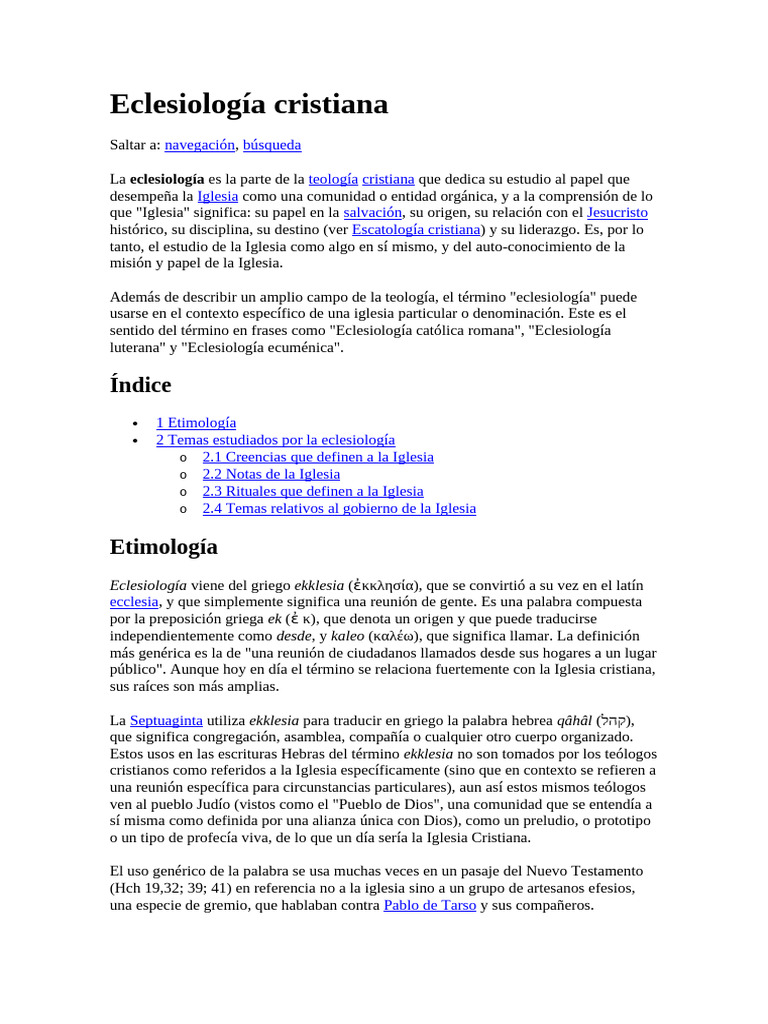 Definición de Eclesiología Cristiana | PDF | Eclesiologia | Iglesia ...