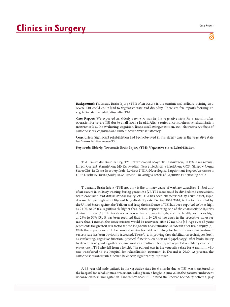 Elderly TBI Rehabilitation Case Study | PDF | Traumatic Brain Injury ...