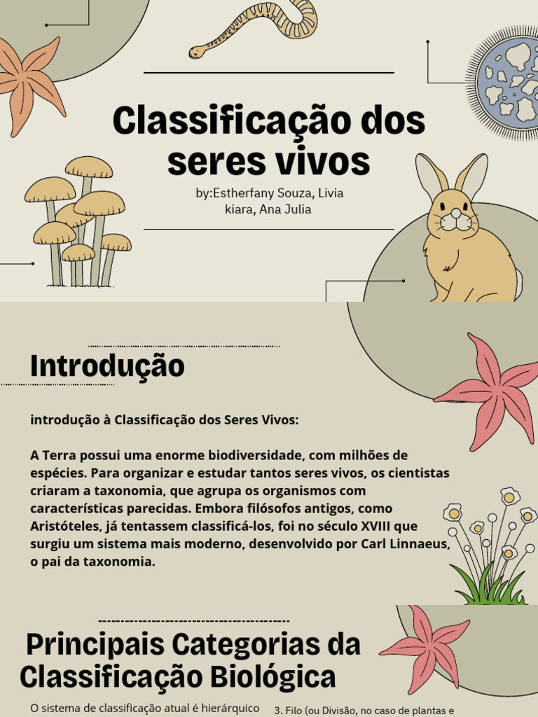 Classificação dos Seres Vivos e Taxonomia | PDF | Taxonomia (Biologia ...
